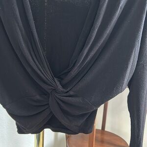 Black cross front long sleeve top. XS. Deep v neck